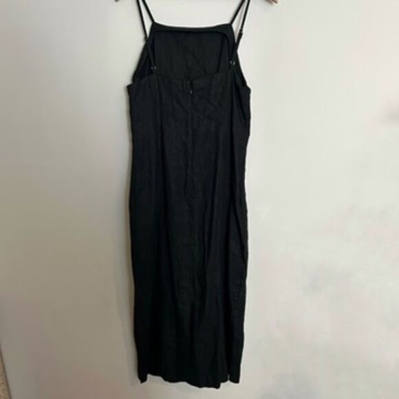 Madewell 100% Linen Black Midi Dress Size 12 - Picture 6 of 10